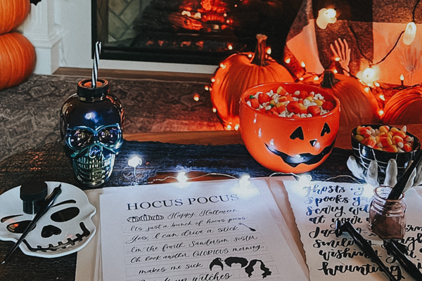 Modern Calligraphy Class for Beginners Hocus Pocus Themed at Applewood Winery